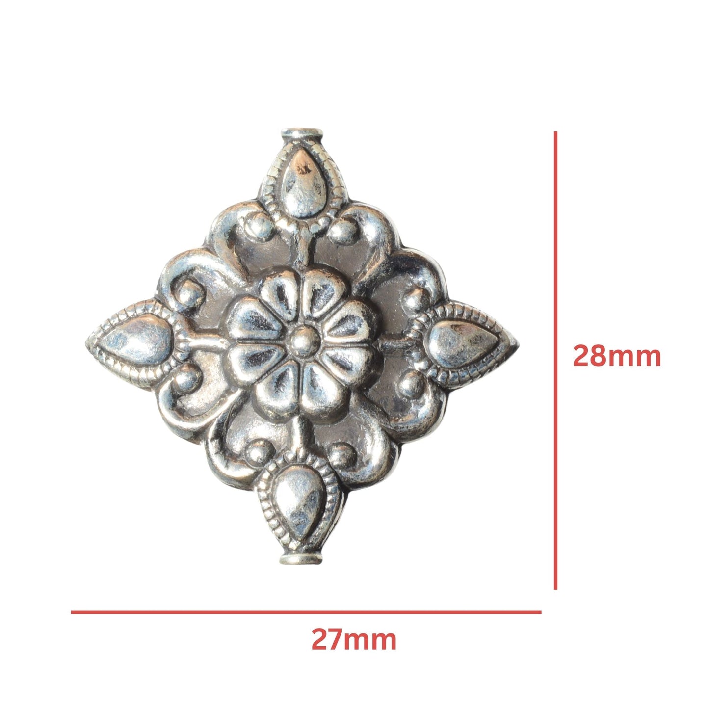 Sterling Silver Floral Focal Bead – 28mm