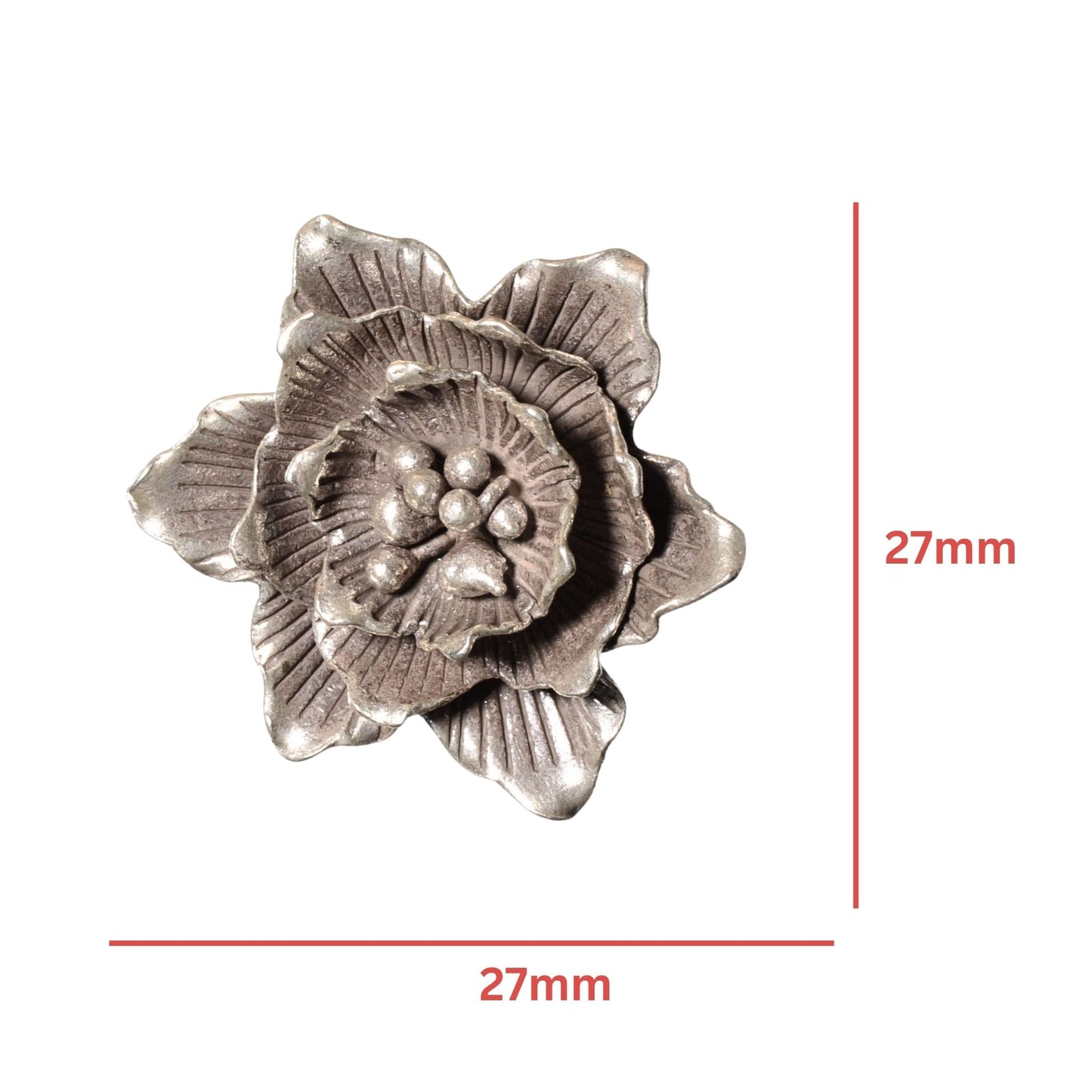 Sterling Silver Layered Rose Pendant – Vintage .925 Silver (27mm)