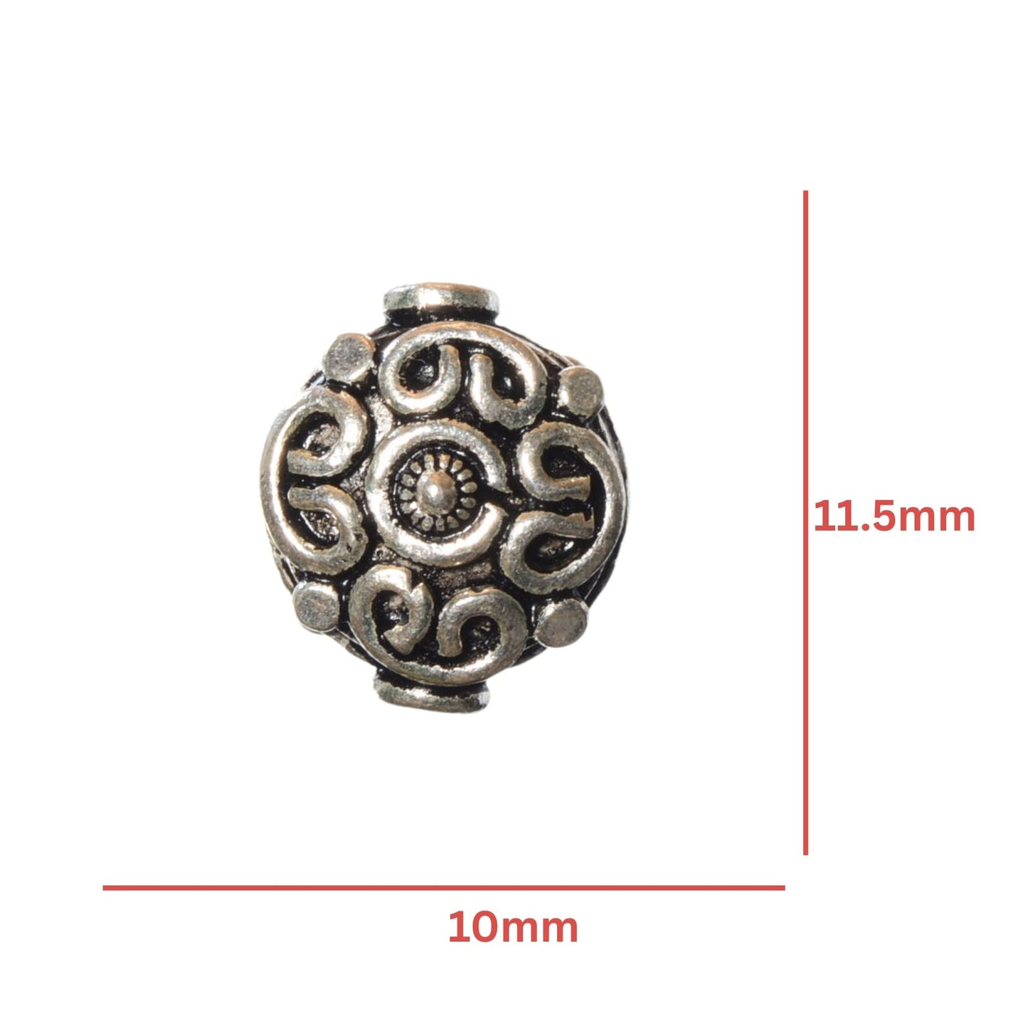 Sterling Silver Ornate Round Bead – 11.5mm