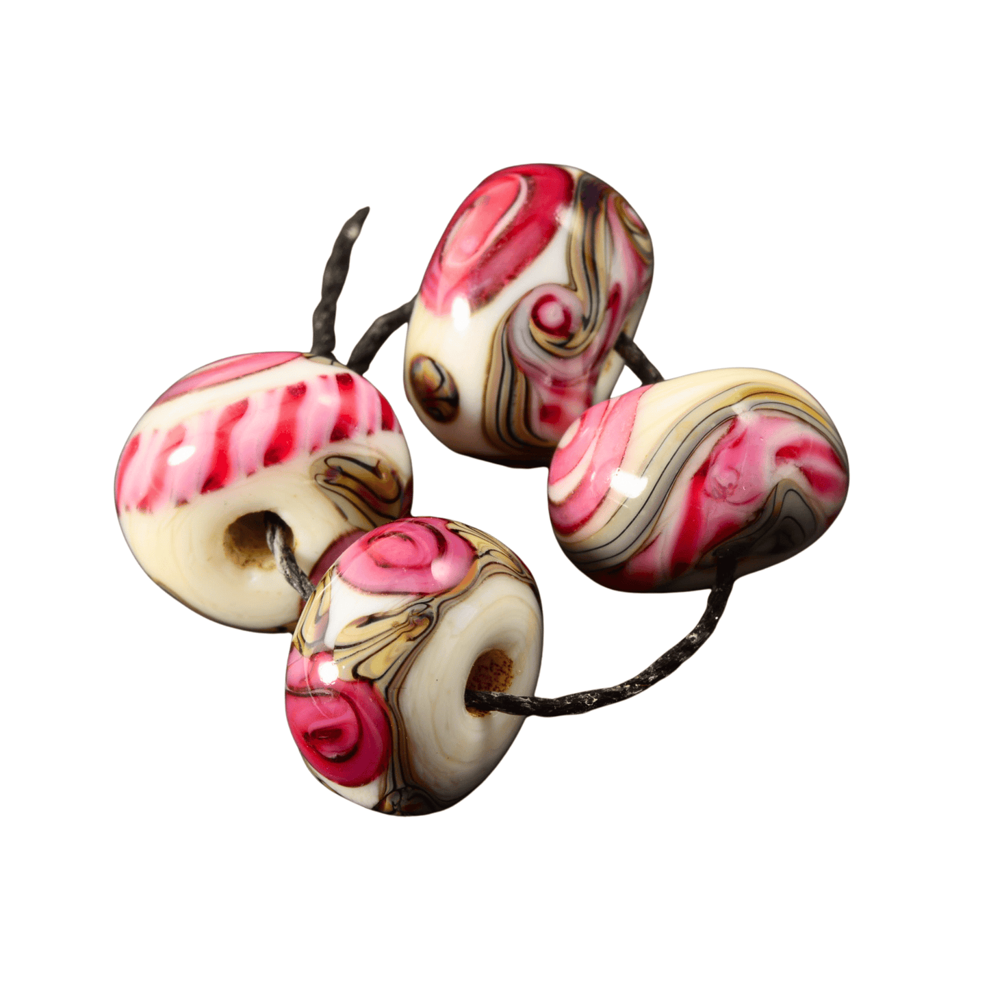 Handmade Lampwork Glass Rondelle Beads – 13×9mm (Set of 4)