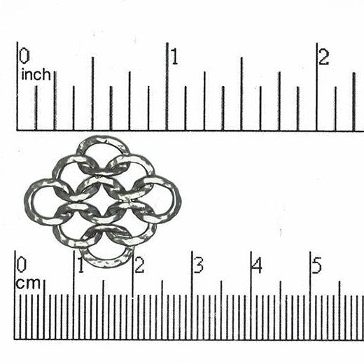 20mm x 20mm Chainmail Diamond Connector - Made of Pewter - Satin Rhodium Silver - Sold Individually - K21