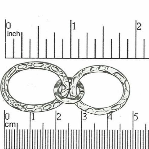 20mm x 10mm x 19mm Textured Triple Chain Link Connector - Made of Brass - Sold Individually - K30