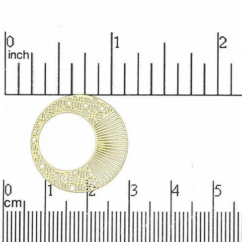 24mm Round Thin Fancy Connector Pendant - Made of Brass - Satin Hamilton Gold Finish - Sold by the Piece - K32