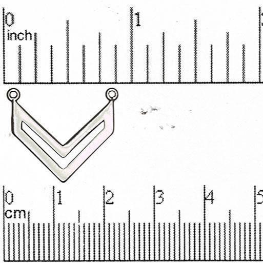 22mm x 19mm Chevron Pendant Charm - Made of Brass - Satin Rhodium Silver and Satin Hamilton Gold Finishes - Electro-Plated - Sold by the Piece - K79