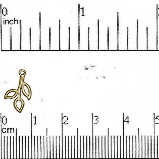 14mm x 8mm Open Three Leaf Charm - Made of Brass - Sold Individually - K81