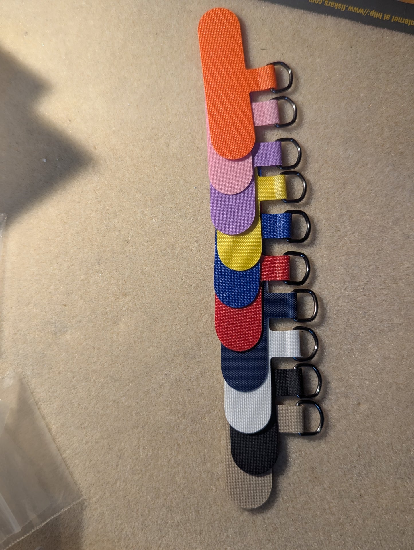 Nonswivel, canvas cell phone lanyard tab