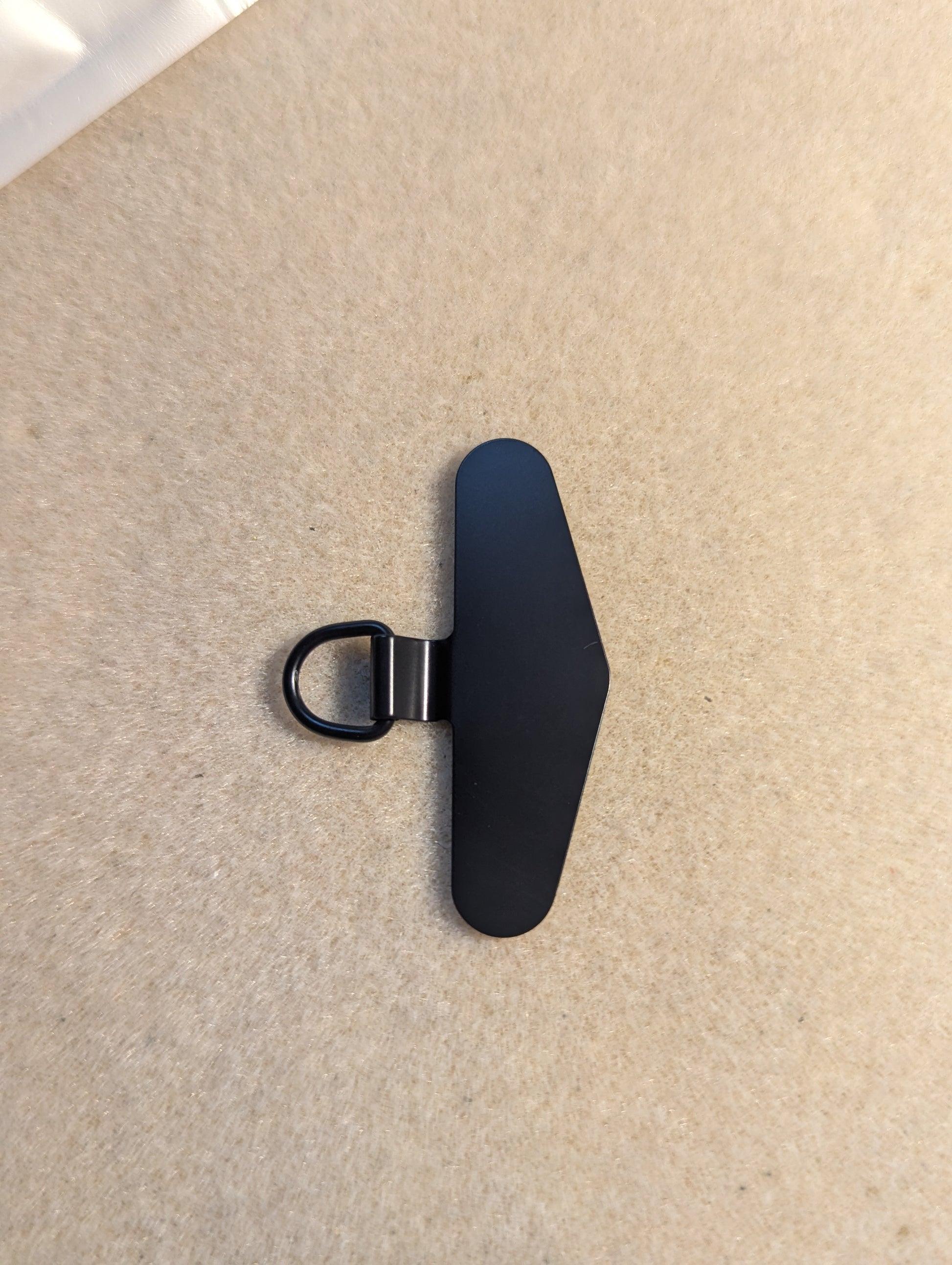 Nonswivel, black metal cellphone lanyard tab