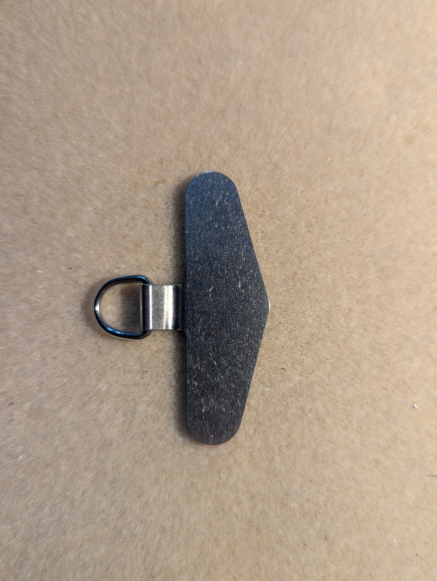 Nonswivel, silver metal cell phone lanyard tab