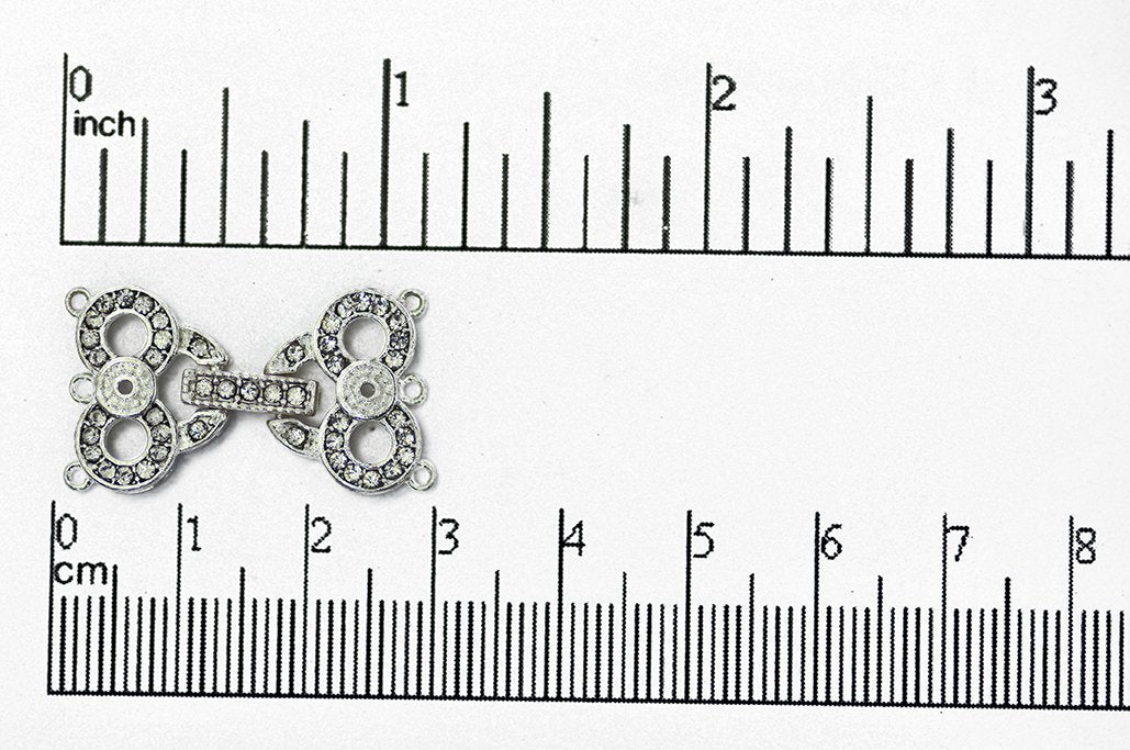 27mm x 15mm Owl Eyes Pavé Crystal Buckle Clasp - Made of Brass - Sold Individually - CL/38