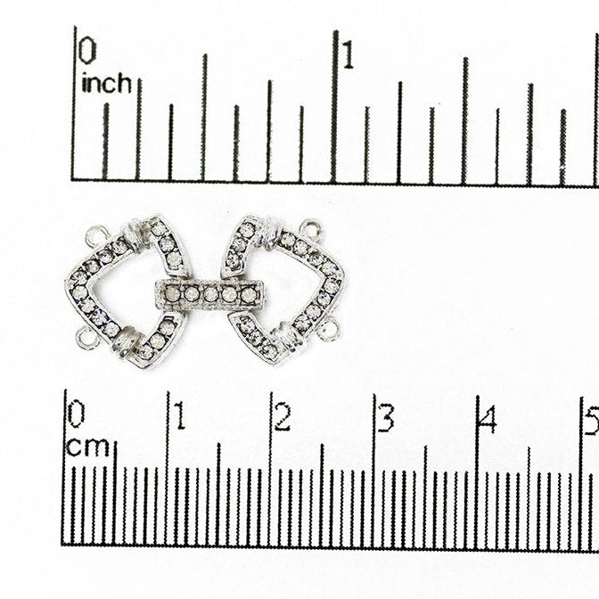 25mm x 14.5mm Curved Triangle Pavé Crystal Buckle Clasp - Made of Brass - Sold Individually - CL/40