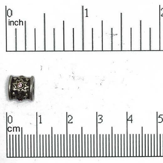 9mm x 5mm Crystal Embedded Star Barrel Bead - Made of Pewter - Sold Individually - CBS5/A100