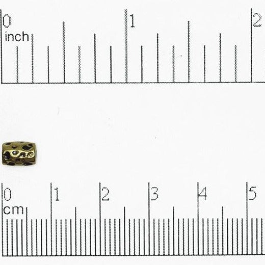 Drift Wood Texture Pewter Bead 6.7mm x 5.8mm in Gold & Solid Pewter - Sold by Pack of 100 - CBS5/B1600
