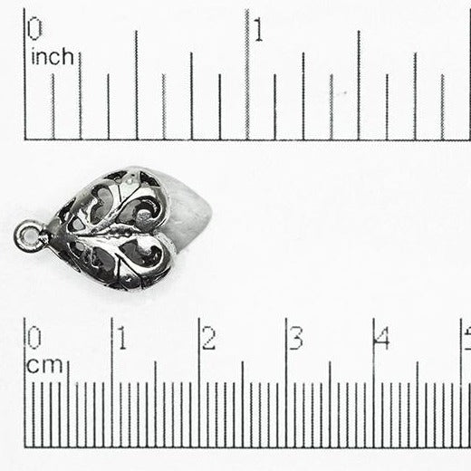 18mm x 13mm Filigree Heart Leaf Post Earring w/ Loop - Made of Pewter - Sold Individually - CBSG2