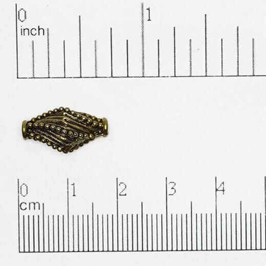 17mm x 9mm Twisted Studded Diamond Bead - Made of Pewter - Sold Individually - CBS147
