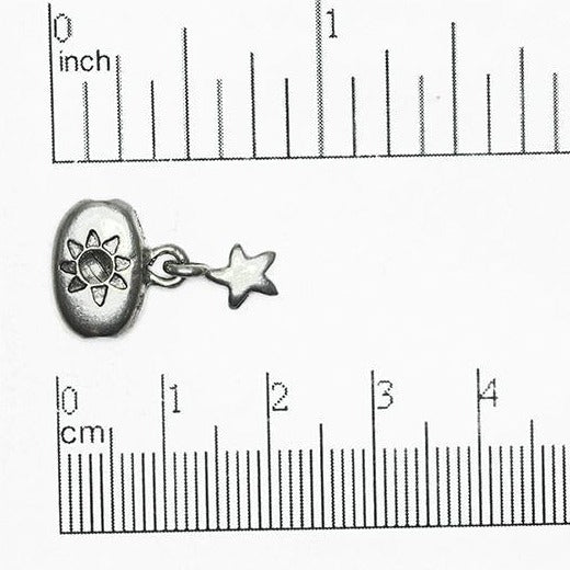 23mm x 14mm Oval Sun and Moon with Hanging Star Bead - Made of Pewter - Sold Individually - CBS577