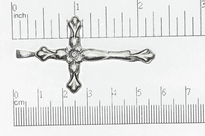 32mm x 57mm Floral Cross Pendant - Made of Pewter - Available in Antique Pewter & Gold Finishes - Sold Individually - CBS1099