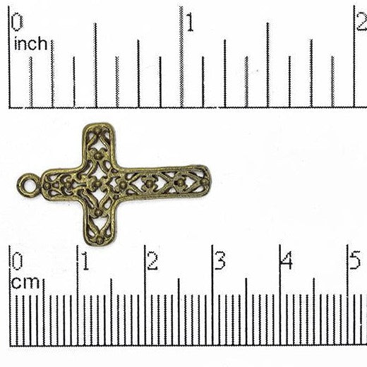 29mm x 19mm Ornate Filigree Cross Charm - Made of Pewter - Sold Individually - CBS 1253
