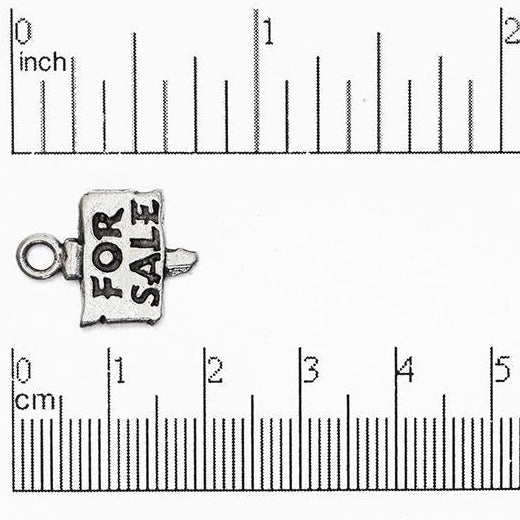 20mm x 13mm For Sale Sign Charm - Made of Pewter - Sold Individually - CBS1444