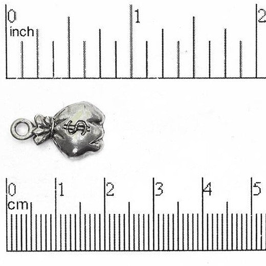 19mm x 11mm Sack of Money Charm - Made of Pewter - Sold Individually - CBS1495
