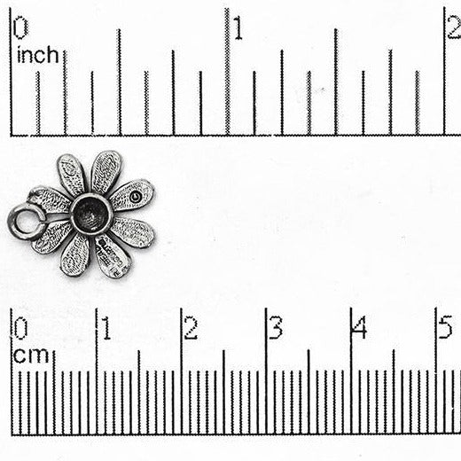 15mm Hollow Daisy Charm - Made of Pewter - Sold Individually - CBS1503