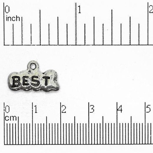 18mm x 11mm "Best" Charm - Made of Pewter - Sold Individually - CBS1834