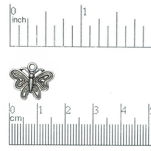 16mm x 14mm Ornate Butterfly Charm - Made of Pewter - Sold Individually - CBS2420