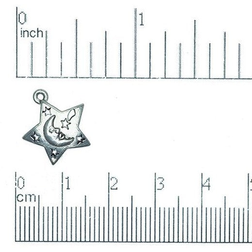 16mm Gold or Pewter Moon In The Stars Charm - CBS2482