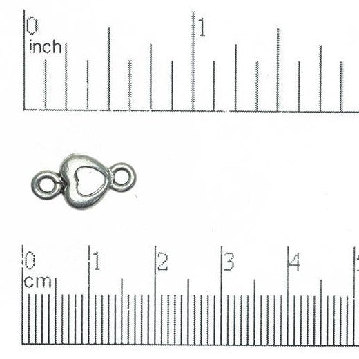 16mm x 8mm Cut Out Carved Heart Connector - Made of Pewter - Sold Individually - CBS2636