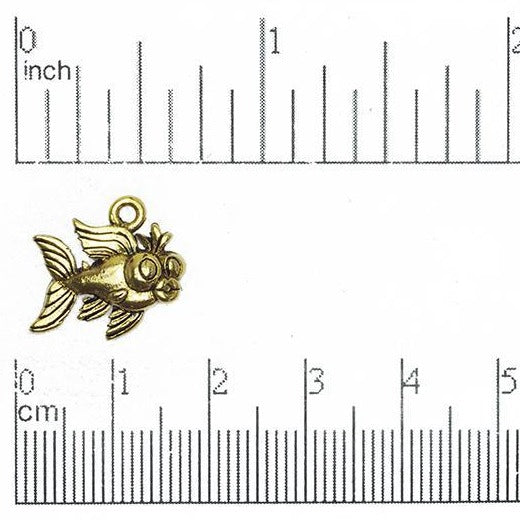 13mm x 14mm Gold or Pewter Blowfish Charm - CBS2728