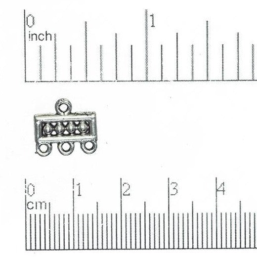 12mm x 11mm Rectangle Indented 3-to-1 Hole Connector - Made of Pewter - Sold Individually - CBS3190
