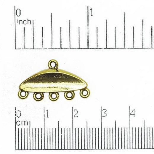 24mm x 14mm Gold or Pewter 5 to 1 Hole Connector Sold by the Piece - CBS3201