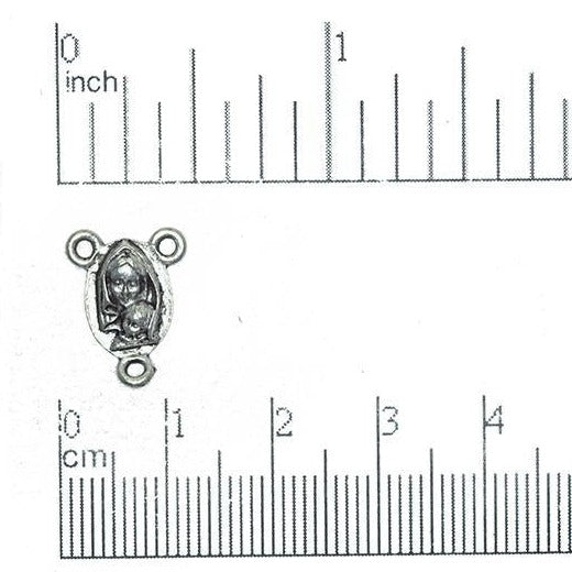 15mm x 11mm Mary, Mother of Jesus Charm Connector - Made of Pewter - Sold Individually - CBS3496