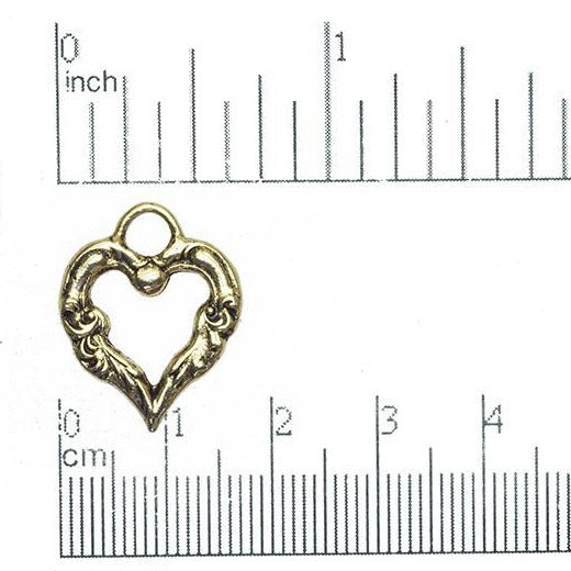 20mm x 16mm Ornate Floral Heart Charm - Made of Pewter - Sold Individually - CBS3609