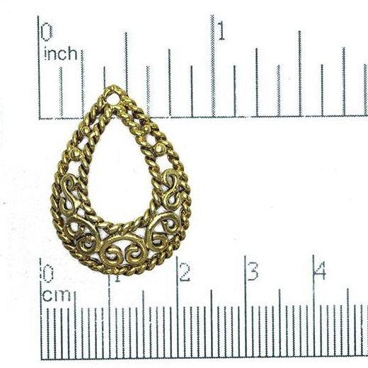 28mm x 20mm Ornate Filigree Teardrop Pendant - Made of Pewter - Sold Individually - CBS3670