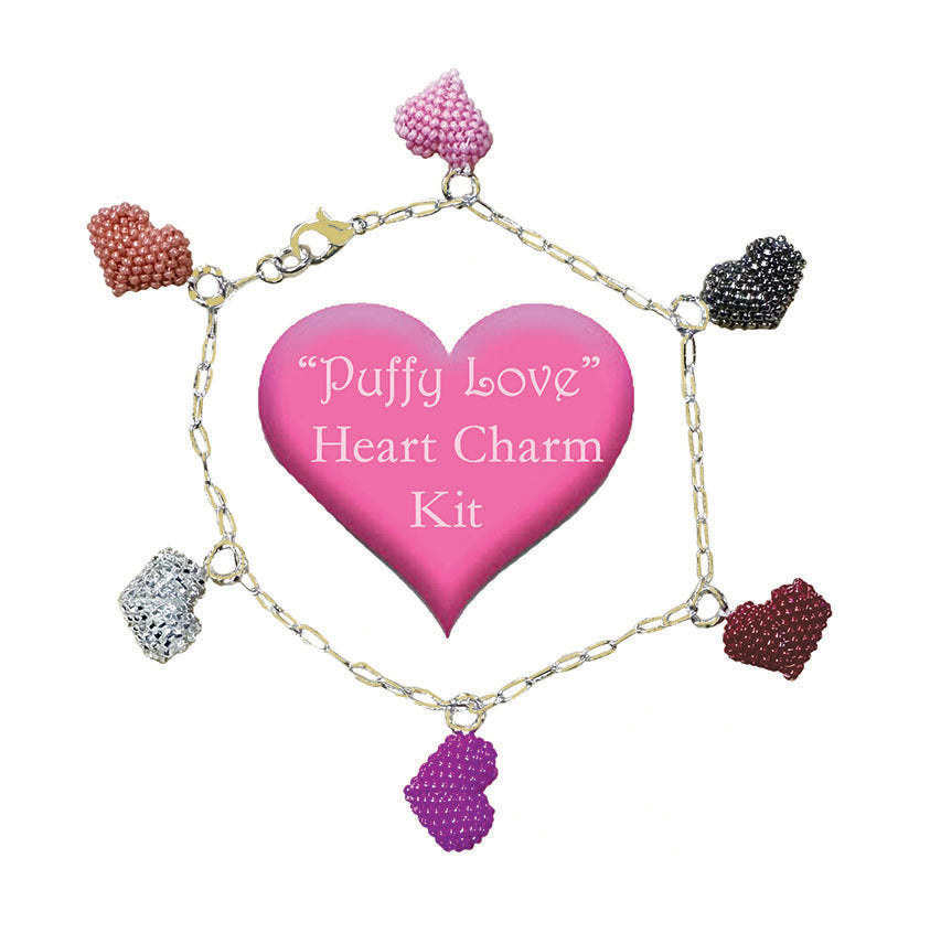 Puffy Love Heart Charm Bracelet Kit