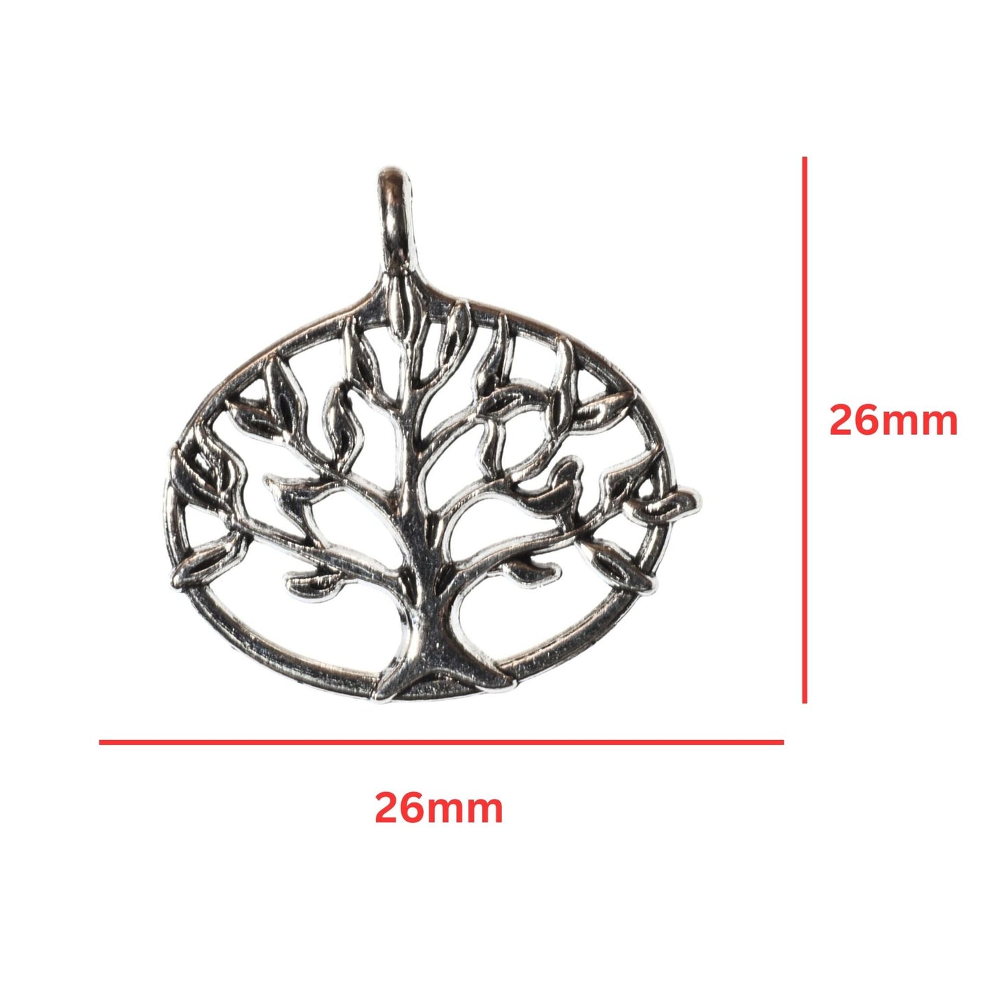 Tree of Life Oval Pendant - Silver over Brass - Sold Per Piece