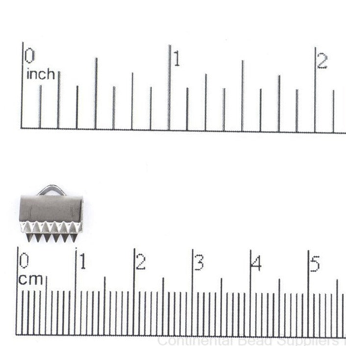 10.5mm x 5mm Ribbon Crimp End - Made of Stainless Steel - Sold by the dozen (12 pieces) - RC2