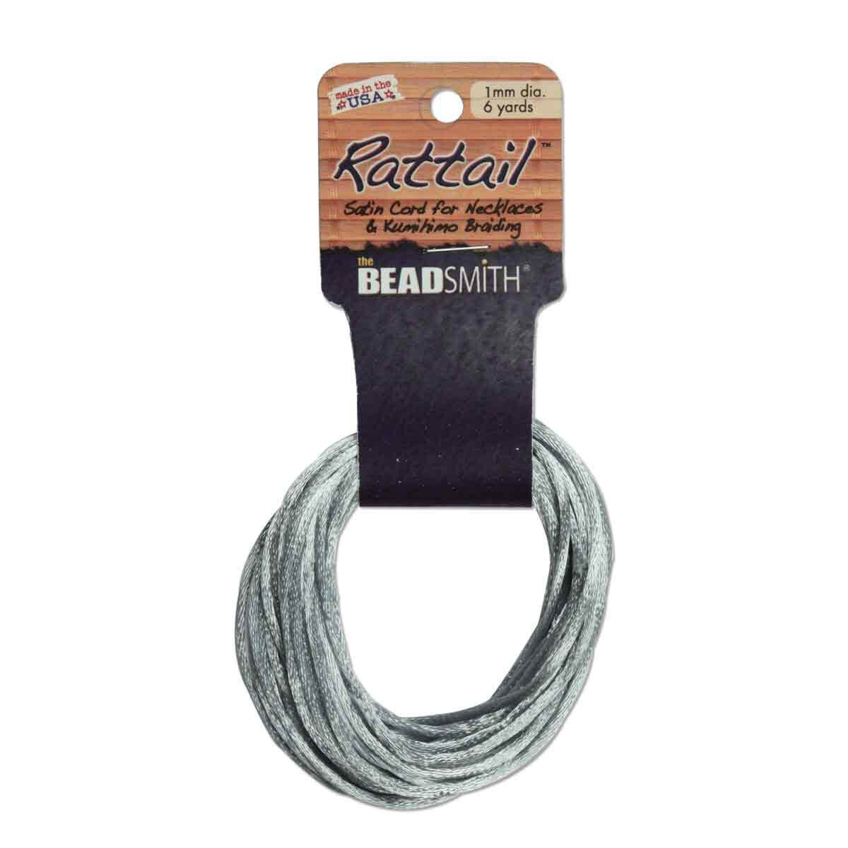 RATTAIL 1MM SILVER 6YD /CARD USA MADE