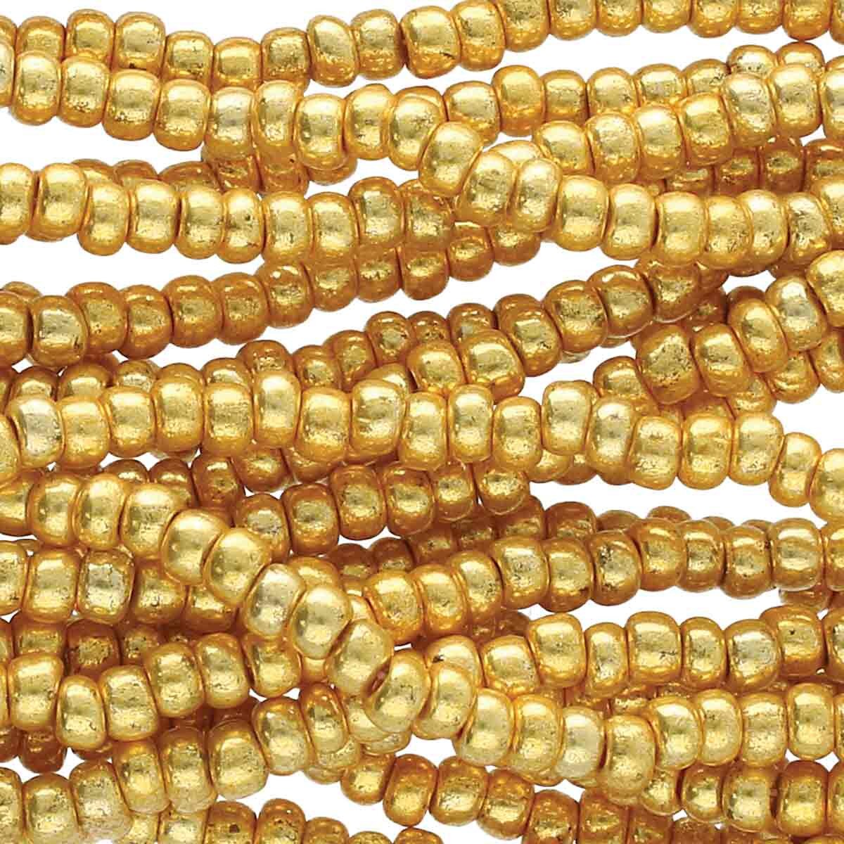 Czech Terra Met Gold Strand 11/o