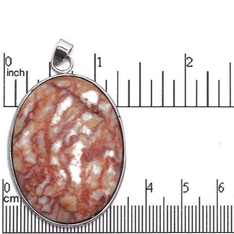 30mm x 40mm Red Picasso Jasper Oval Pendant - With Bail - Semi Precious Stone - SP624