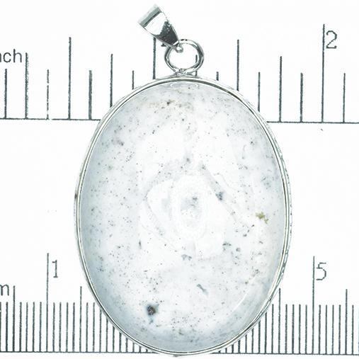 30mm x 40mm White Fancy Jasper Oval Pendant - With Bail - Semi Precious Stone - SP627