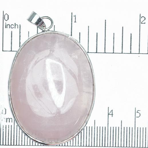 30mm x 40mm Rose Quartz Oval Pendant - With Bail - Semi Precious Stone - SP629