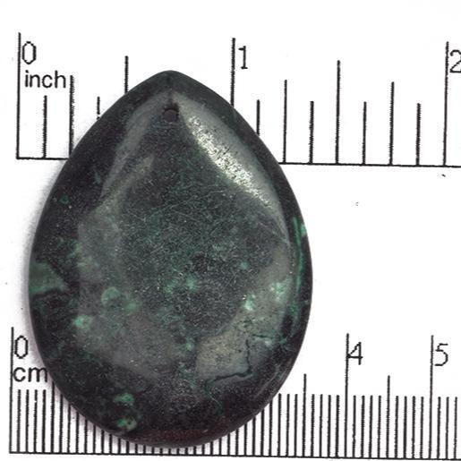 35mm x 45mm Dyed Malachite Jasper Pear Shaped Pendant - Drilled - Semi Precious Stone - SP659