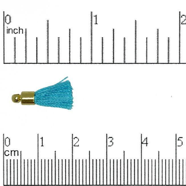 17mm-20mm Small Silk Tassel with Gold Cap - Sold by the Piece - 1mm Loop - Available in Multiple Colors
