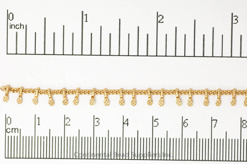 1.5mm Curb Chain with Textured Drops Specialty Chain Sold by The Foot - CH 896
