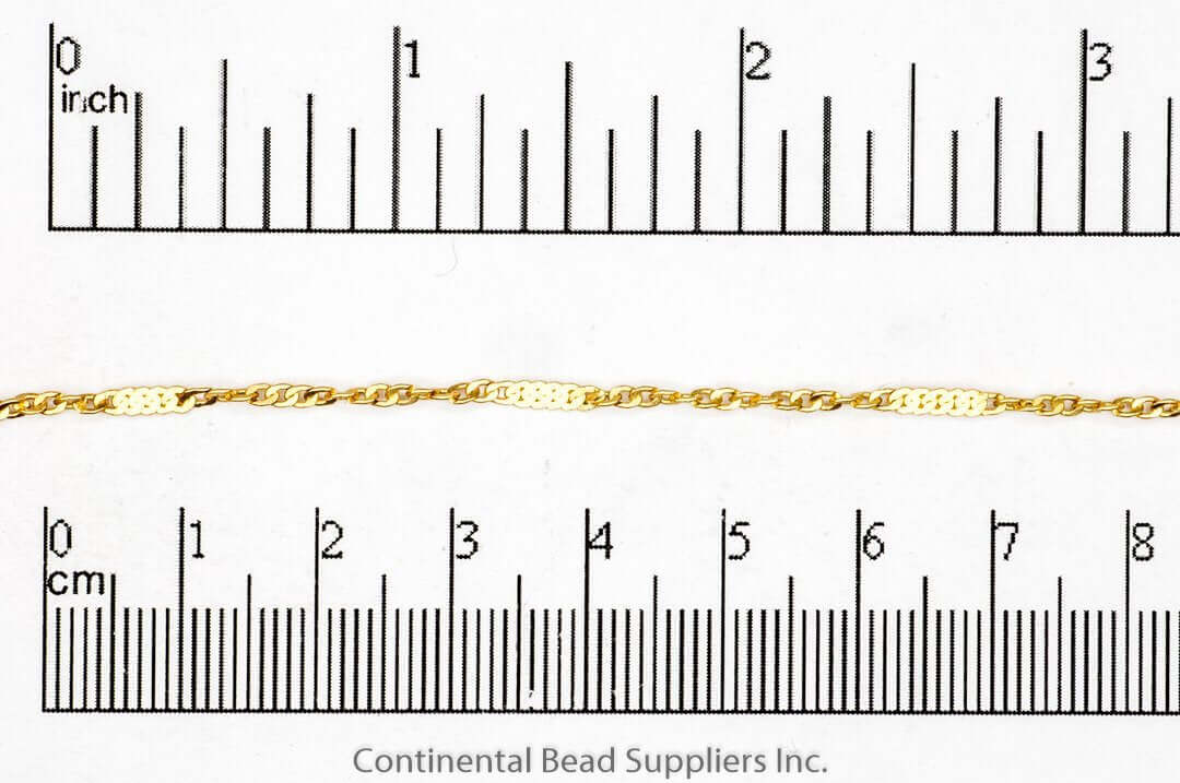 2.3mm Squashed Curb Chain with alternating 2.3mm Curb Chain sold by the Foot - CH 916