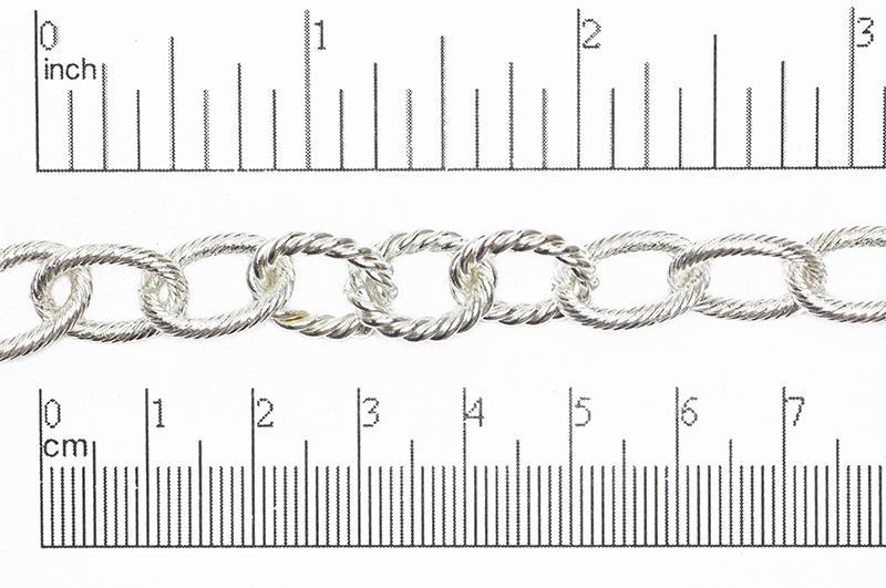 15mm x 9.5mm Oval Textured Rope Chain - Sold by the Foot - Available in Multiple Finishes - Made of Brass - CH-846