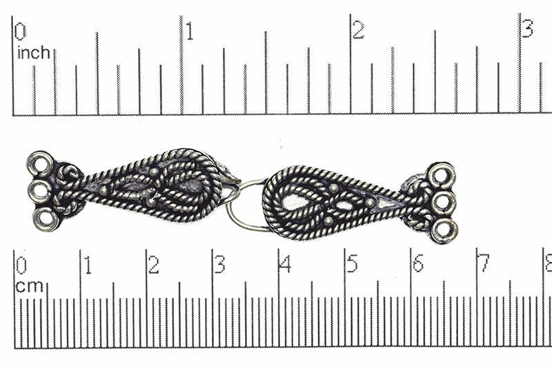 Rope Teardrop Bali-Style 3-Hole Buckle Clasp - Made of Copper - Sold Individually - CL/CS701
