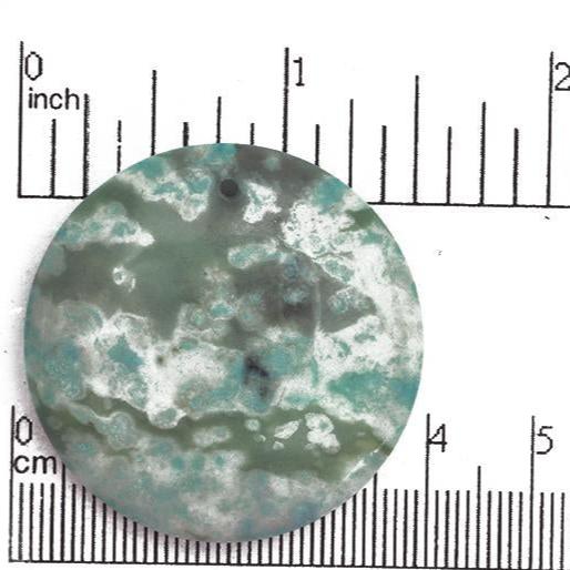 38mm Dyed Turquoise Jasper Puffy Disc Pendant - Drilled - Semi Precious Stone - Sold by the Piece - SP651