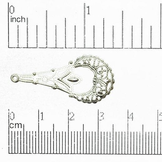 35mm x 16mm Stamped Filigree Teardrop Chandelier Earring - Made of Brass - Sold Individually - EW900